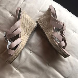 Blush color wedge shoes
